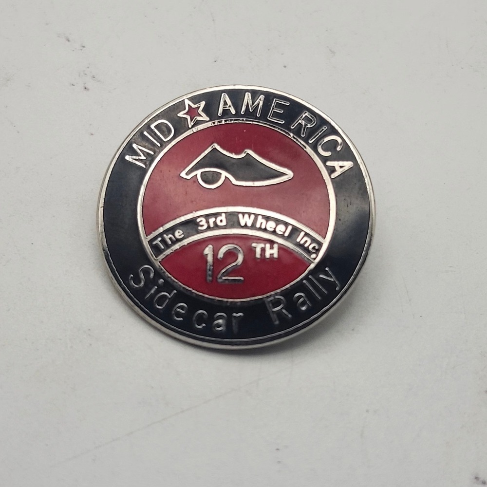 Vintage Mid America 12th Sidecar Rally Pin The 3rd Wheel Motorcycle Club Badge
